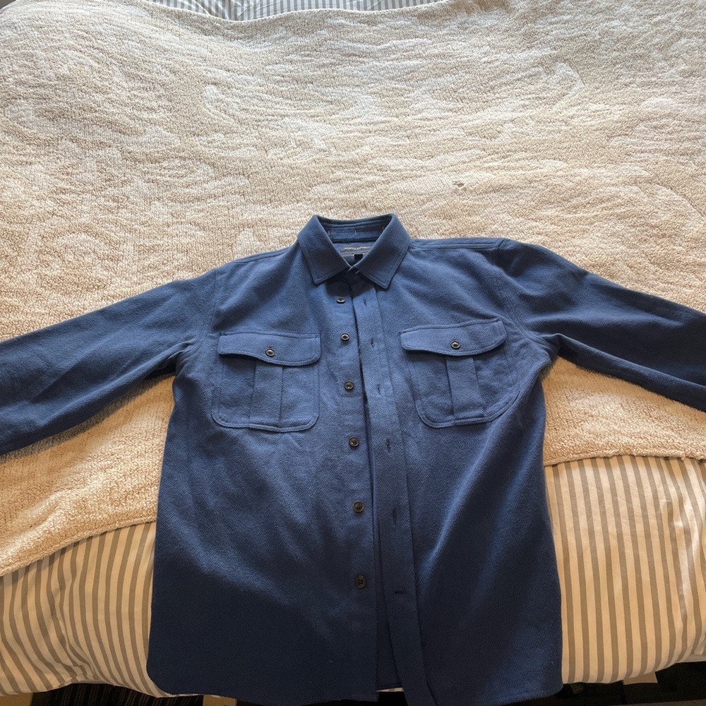 Banana republic navy blue / royal blue button down / over shirt, shacket. New